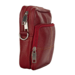 Red Leather Leather Sling bag CAM 7 x 8 inch