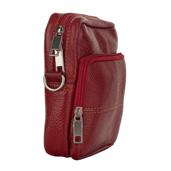 Red Leather Leather Sling bag CAM 7 x 8 inch
