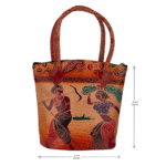 Shantiniketan Leather Shoulder bag | Handcrafted Traditional Printed Handbag for Women 8 x 8 inches - small