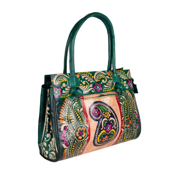 TANN IN Shantiniketan Pure Leather Ethnic Batik Printed Shoulder Bag for Women | Handcrafted Indian Design