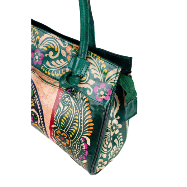 TANN IN Shantiniketan Pure Leather Ethnic Batik Printed Shoulder Bag for Women | Handcrafted Indian Design