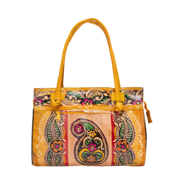 TANN IN Shantiniketan Pure Leather Ethnic Batik Printed Shoulder Bag for Women | Handcrafted Indian Design