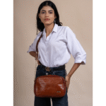 TANN IN Textured Leather Handcrafted Brown Sling Bag for Women – Stylish Shoulder & Crossbody Purse