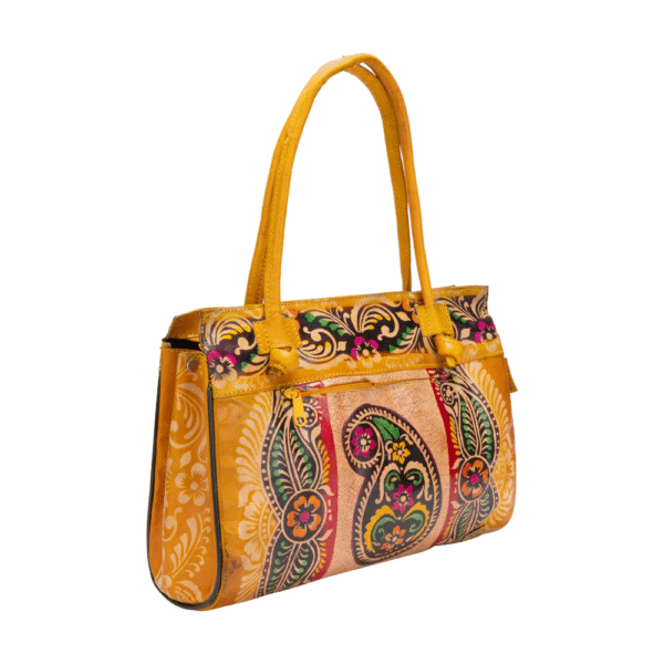TANN IN Shantiniketan Pure Leather Ethnic Batik Printed Shoulder Bag for Women | Handcrafted Indian Design