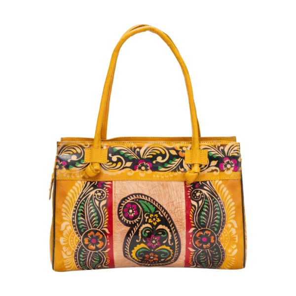 TANN IN Shantiniketan Pure Leather Ethnic Batik Printed Shoulder Bag for Women | Handcrafted Indian Design