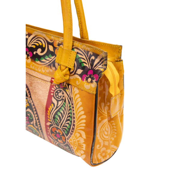 TANN IN Shantiniketan Pure Leather Ethnic Batik Printed Shoulder Bag for Women | Handcrafted Indian Design