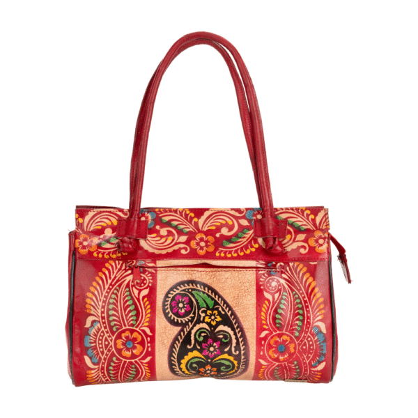 TANN IN Shantiniketan Pure Leather Ethnic Batik Printed Shoulder Bag for Women | Handcrafted Indian Design