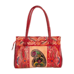 TANN IN Shantiniketan Pure Leather Ethnic Batik Printed Shoulder Bag for Women | Handcrafted Indian Design