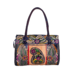 TANN IN Shantiniketan Pure Leather Ethnic Batik Printed Shoulder Bag for Women | Handcrafted Indian Design