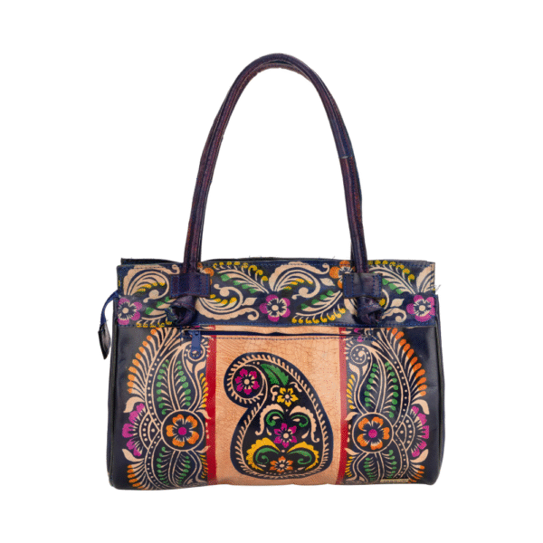 TANN IN Shantiniketan Pure Leather Ethnic Batik Printed Shoulder Bag for Women | Handcrafted Indian Design
