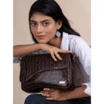 TANN IN Women’s Handcrafted Textured Genuine Leather Black Shoulder Bag – Elegant Crossbody Purse for Office, Casual & Party Use