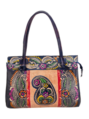 TANN IN Shantiniketan Pure Leather Ethnic Batik Printed Shoulder Bag for Women | Handcrafted Indian Design