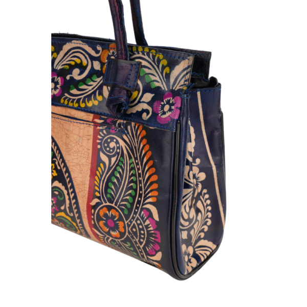 TANN IN Shantiniketan Pure Leather Ethnic Batik Printed Shoulder Bag for Women | Handcrafted Indian Design