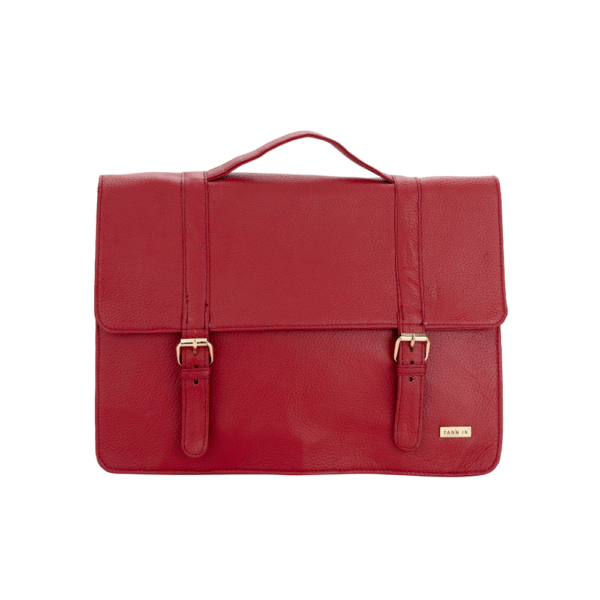 Genuine Leather Handcrafted Women’s Laptop Bag – Elegant Red Shoulder & Messenger Bag for Office, Business & Travel (Fits 15.6 Inch Laptop)