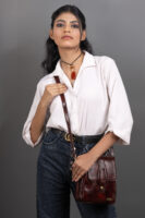 TANN IN Pure Leather Handcrafted Brown Messenger Sling Bag for Women