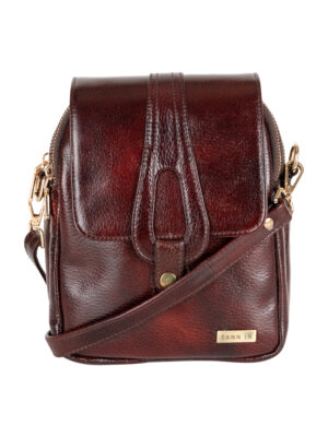 TANN IN Pure Leather Handcrafted Brown Messenger Sling Bag for Women