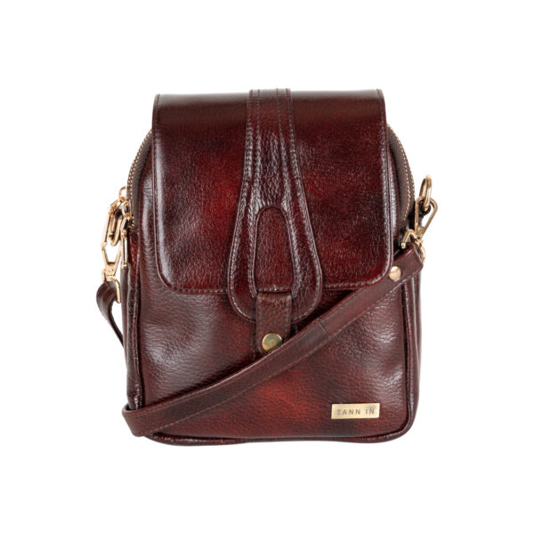 TANN IN Pure Leather Handcrafted Brown Messenger Sling Bag for Women
