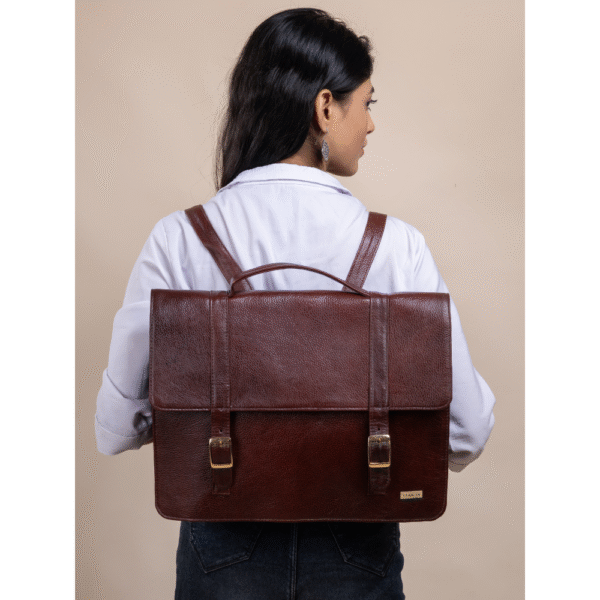 TANN IN Genuine Leather Handcrafted Women’s Laptop Bag – Elegant Red Shoulder & Messenger Bag for Office, Business & Travel (Fits 15.6 Inch Laptop)