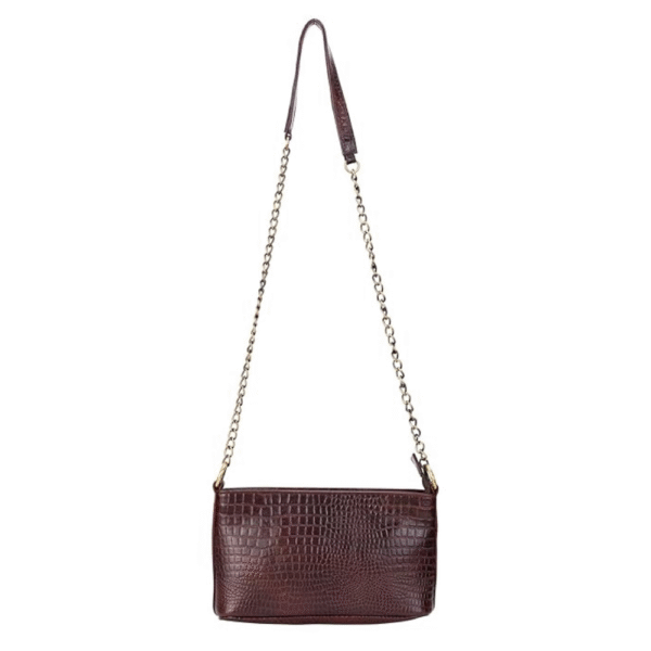 Genuine Leather Bag with Metal Chain Strap