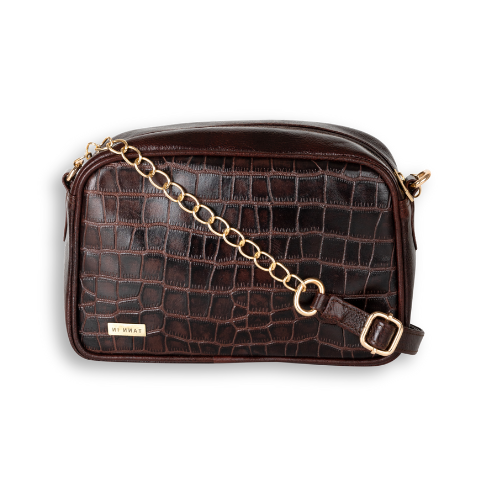 TANN IN Textured Leather Handcrafted Brown Sling Bag for Women – Stylish Shoulder & Crossbody Purse