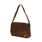 TANN IN Women’s Handcrafted Textured Genuine Leather Black Shoulder Bag – Elegant Crossbody Purse for Office, Casual & Party Use