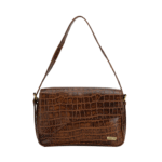 TANN IN Women’s Handcrafted Textured Genuine Leather Black Shoulder Bag – Elegant Crossbody Purse for Office, Casual & Party Use